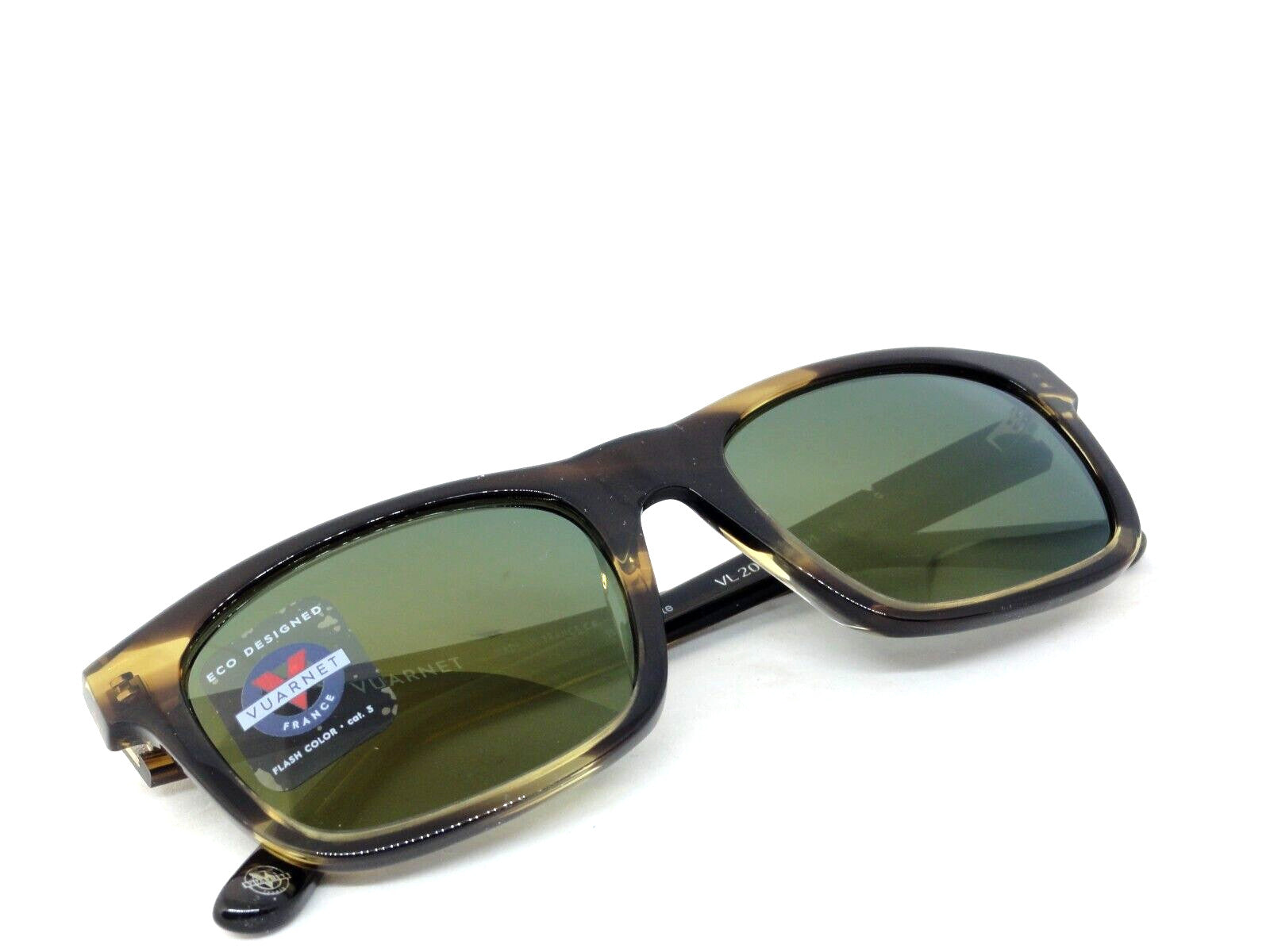 VUARNET SUNGLASSES  VL 2002 0004 1128 DISTRICT MINERAL LENS GREEN FLASH