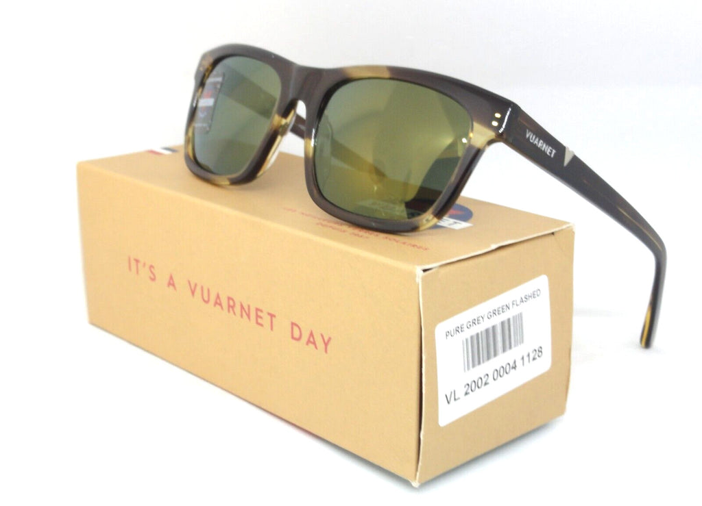 VUARNET SUNGLASSES  VL 2002 0004 1128 DISTRICT MINERAL LENS GREEN FLASH