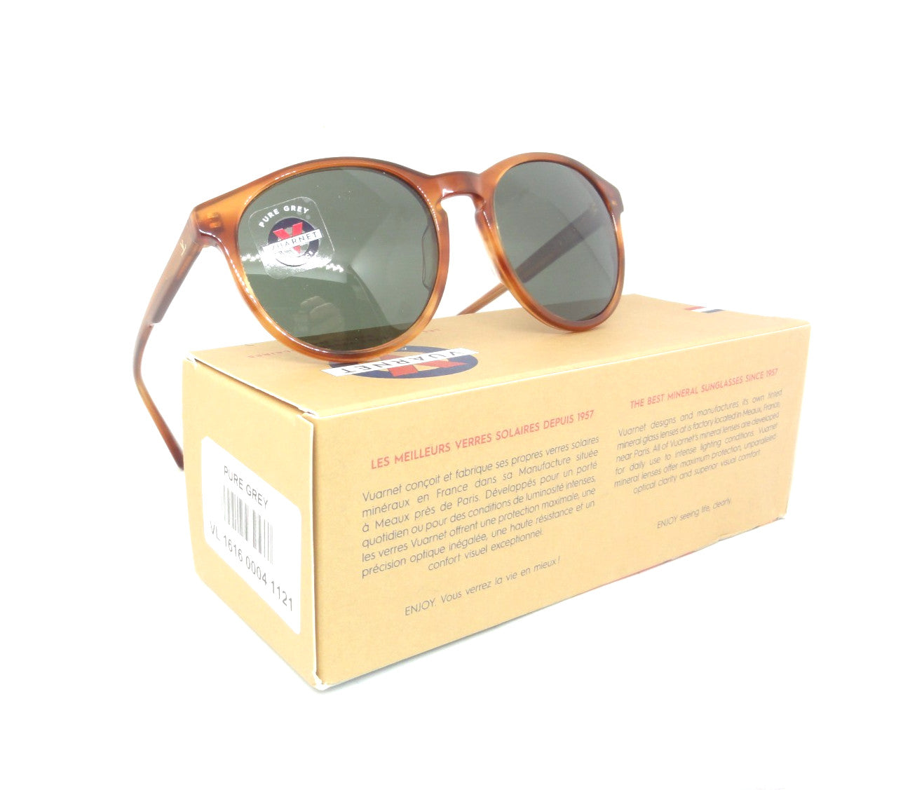 VUARNET SUNGLASSES  VL 1616 0004  1121 SMALL ROUND DISTRICT  PURE GREY MINERAL