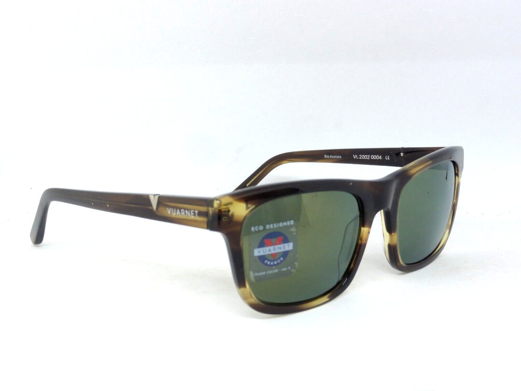 VUARNET SUNGLASSES  VL 2002 0004 1128 DISTRICT MINERAL LENS GREEN FLASH
