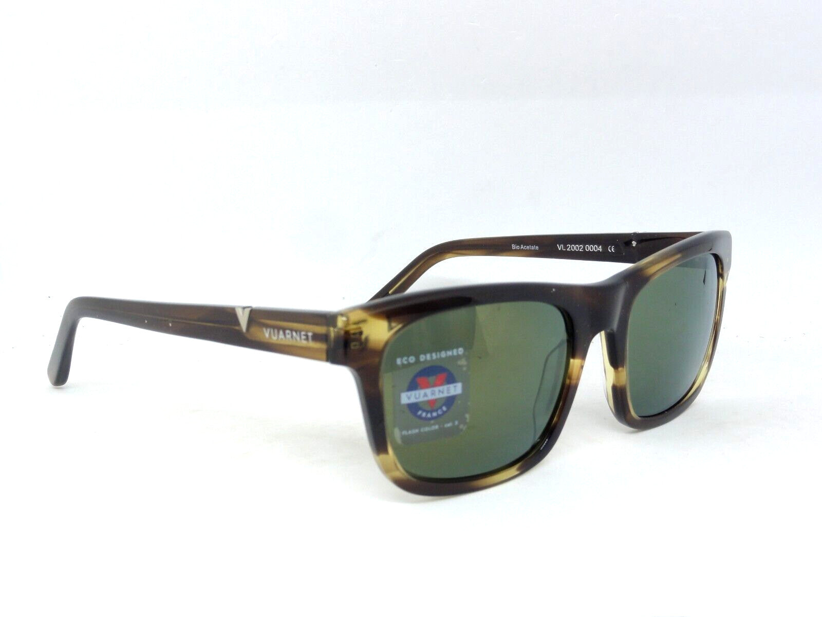 VUARNET SUNGLASSES  VL 2002 0004 1128 DISTRICT MINERAL LENS GREEN FLASH