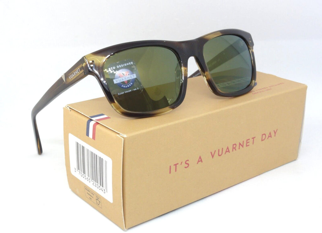 VUARNET SUNGLASSES  VL 2002 0004 1128 DISTRICT MINERAL LENS GREEN FLASH