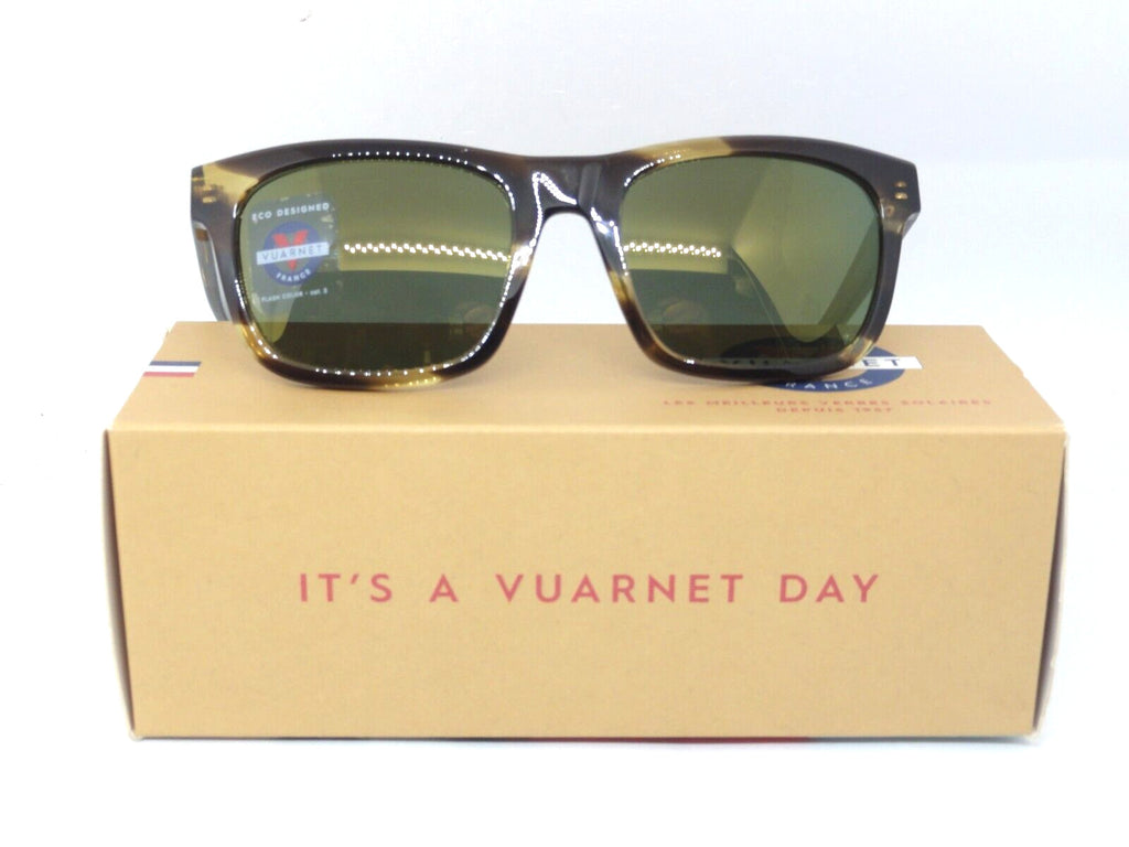 VUARNET SUNGLASSES  VL 2002 0004 1128 DISTRICT MINERAL LENS GREEN FLASH