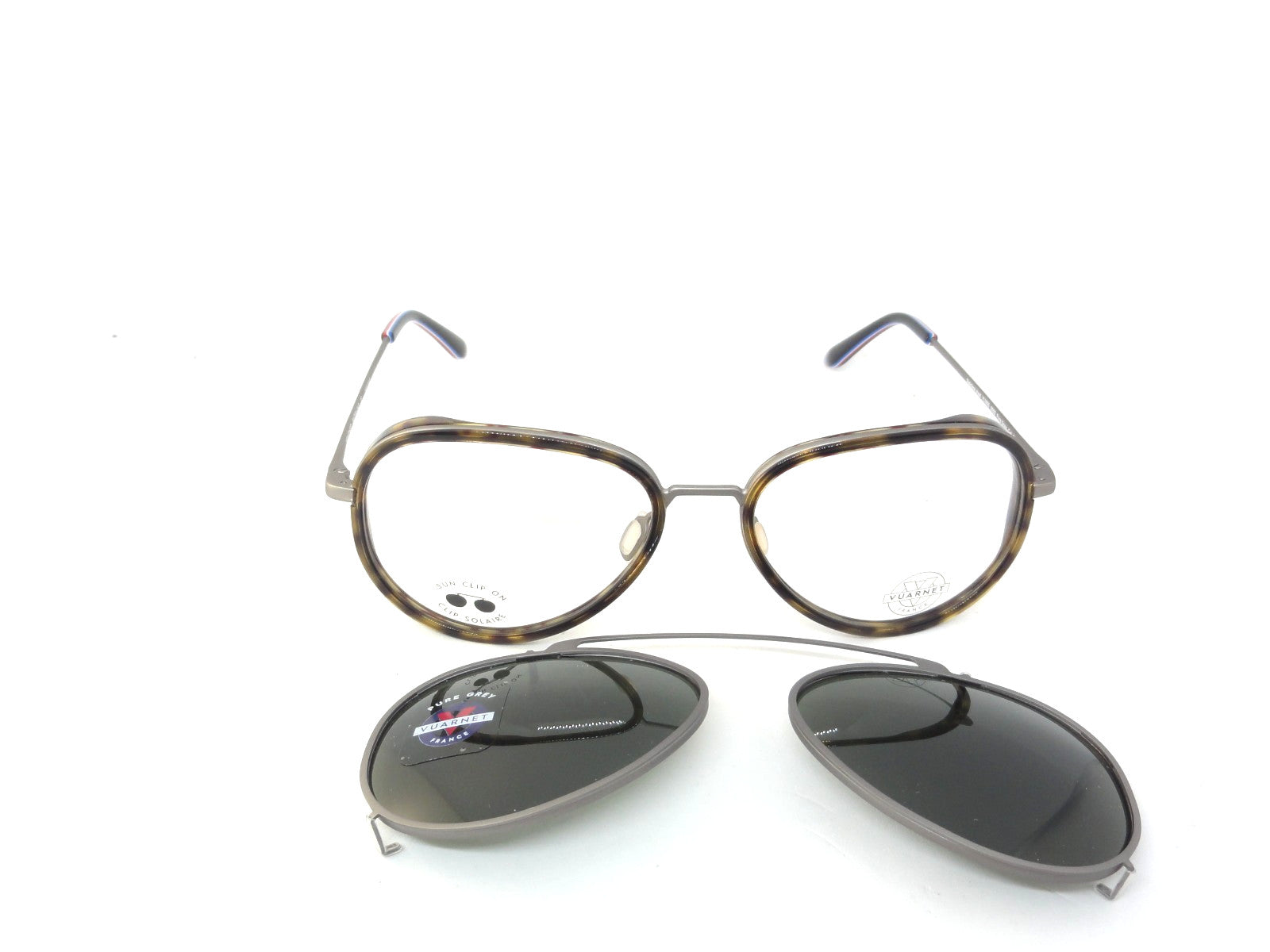 RARE 2 IN 1  VUARNET VL 1805 0003 PURE GREY  CLIP ON  SUNGLASSES + OPTICAL FRAME