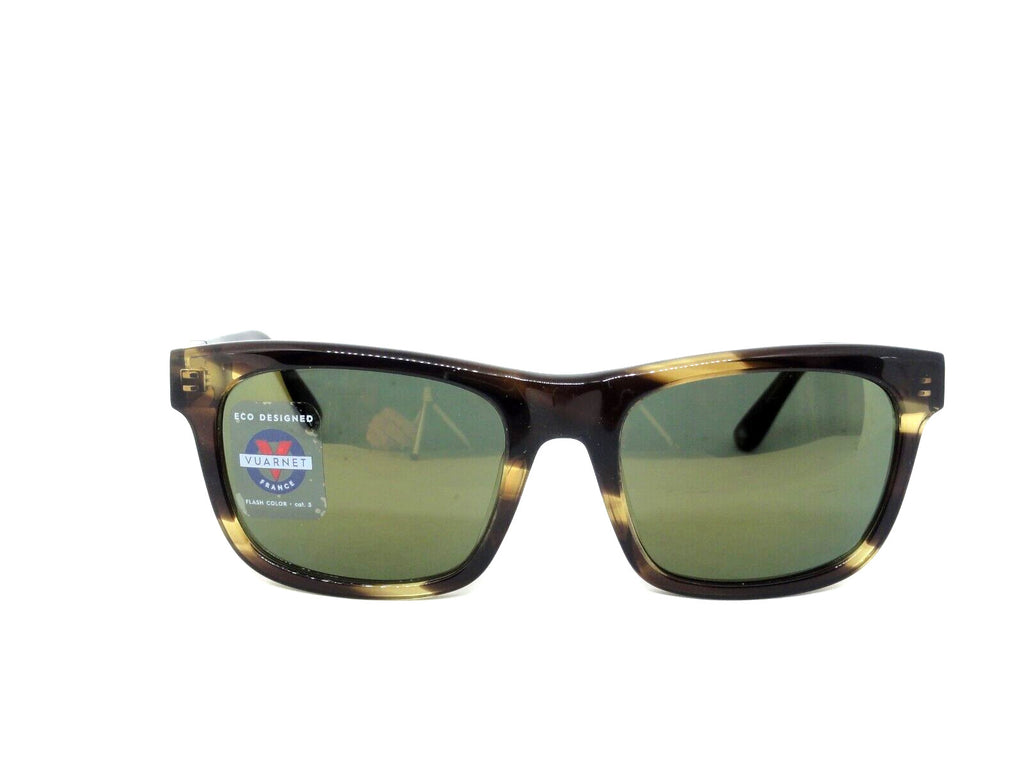 VUARNET SUNGLASSES  VL 2002 0004 1128 DISTRICT MINERAL LENS GREEN FLASH
