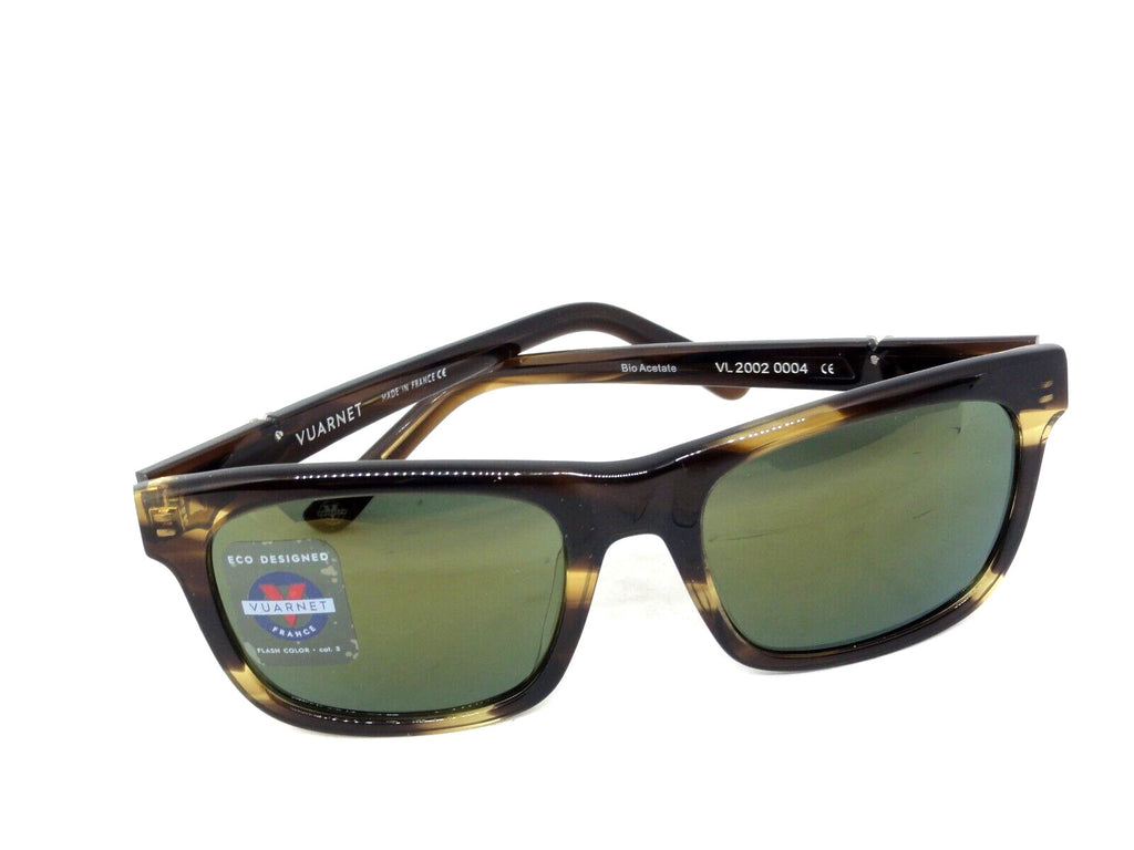 VUARNET SUNGLASSES  VL 2002 0004 1128 DISTRICT MINERAL LENS GREEN FLASH