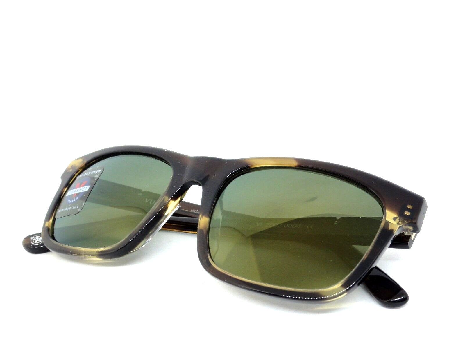 VUARNET SUNGLASSES  VL 2002 0004 1128 DISTRICT MINERAL LENS GREEN FLASH